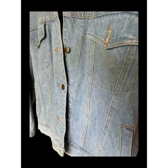 1980's Vintage Unisex Disney Mickey Mouse embroidered Medium Denim Jean Jacket - Picture 9 of 11